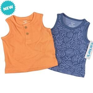 Carter's Tank Tops Boys 3 Months Lot of 2 Orange Blue Summer Casual NEW